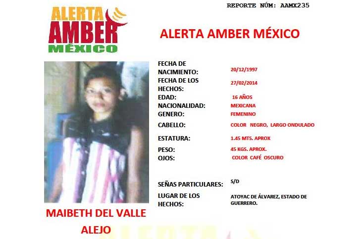 Activan Alerta Amber Por Menor Desaparecida En Atoyac Guerrero Noticias Estado De México