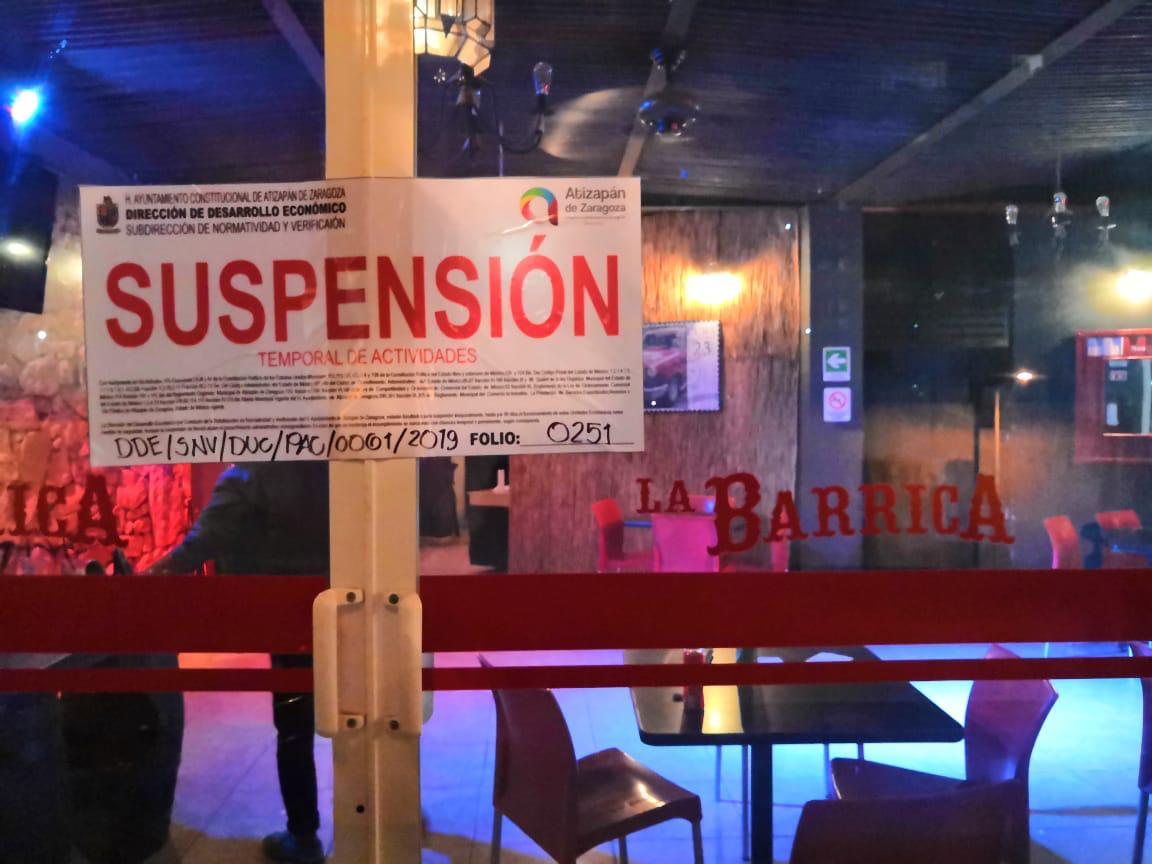 Por irregularidades, cierran bares y chelerías en Atizapán