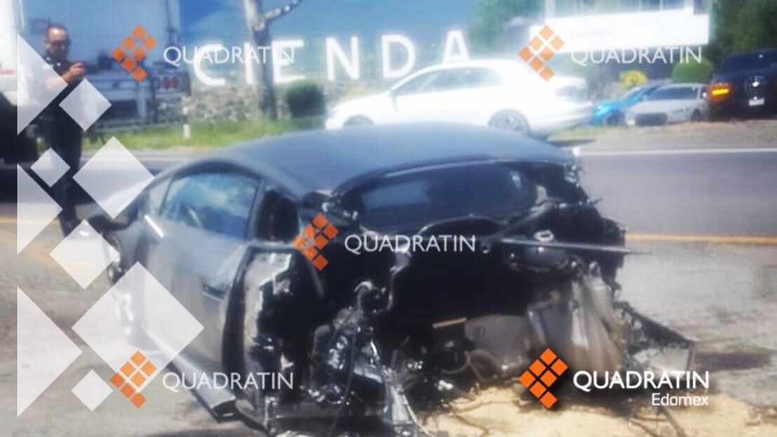 Destrozan Lamborghini, tras choque en la Toluca-Atlacomulco