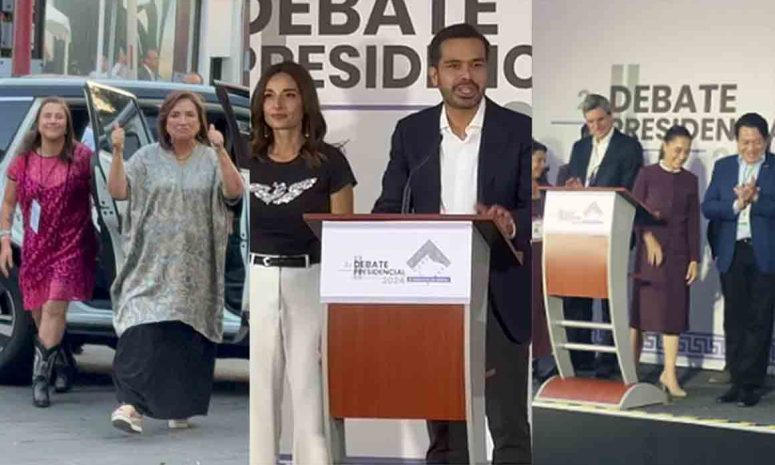 Llegan Xóchitl, Máynez y Claudia al segundo debate presidencial