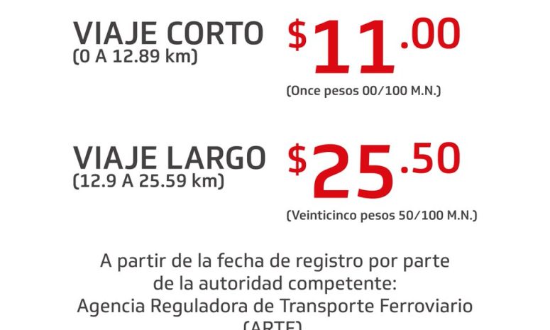 Aumentarán, a partir de hoy, las tarifas del Tren Suburbano