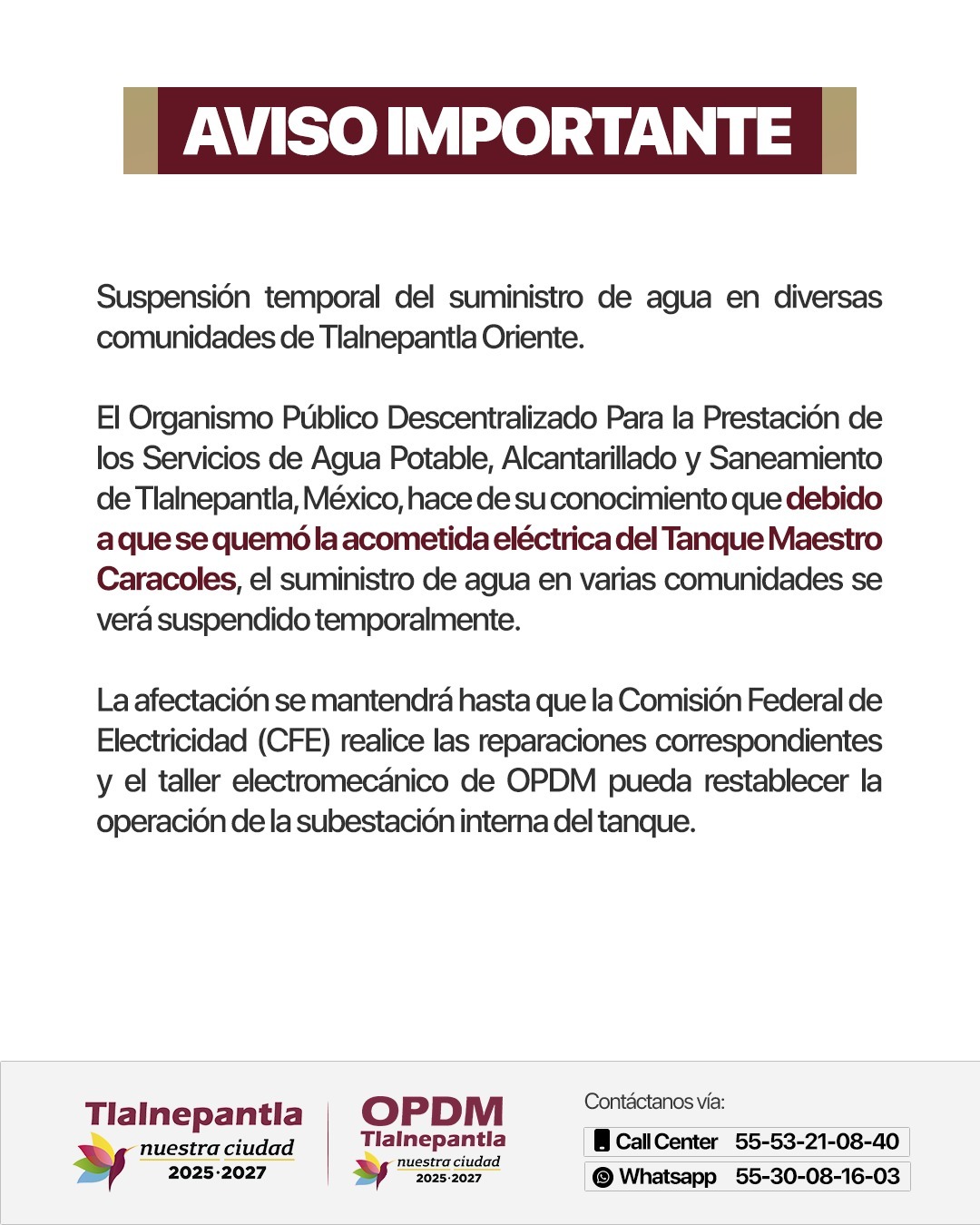 Aviso Gobierno de Tlalnepantla