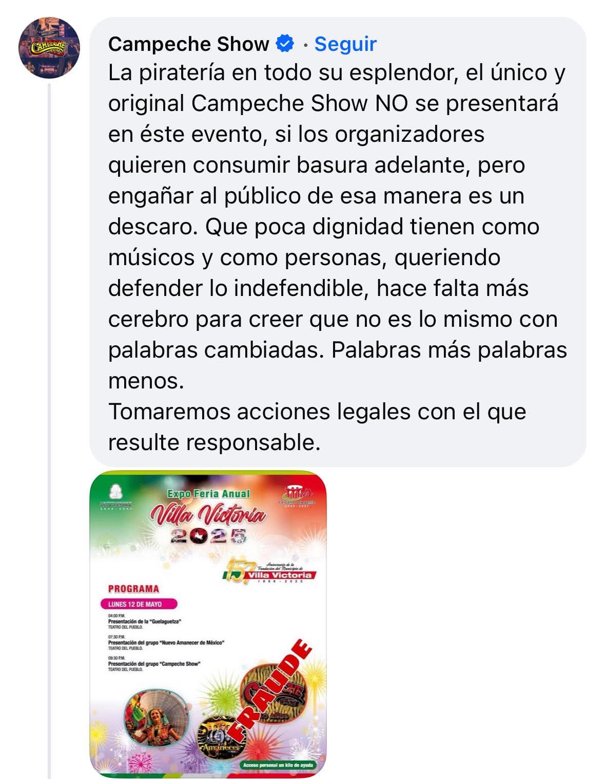 Fraude para el evento de Villa Victoria