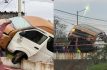 Impacta colectiva en puente en Chicoloapan; estuvo a punto de caer al río