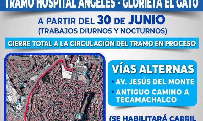 Implementa Huixquilucan cierre vial total por trabajos de repavimentación
