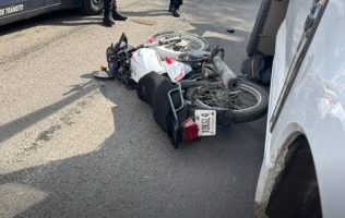 Accidente en moto en la México-Texcoco