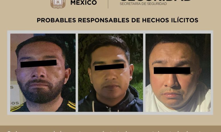 Caen 3 por portación de arma en Toluca, se hacían pasar por policías