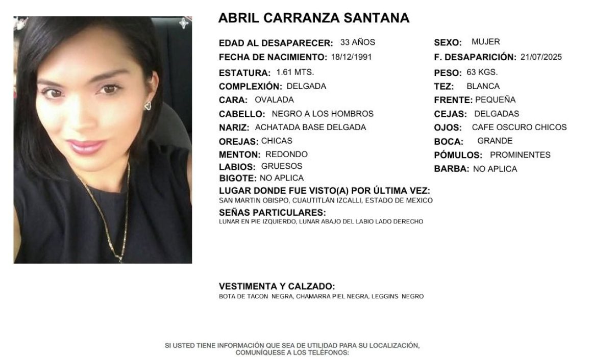 Desaparece mujer tras asistir a entrevista de trabajo en Cuautitlán Izcalli