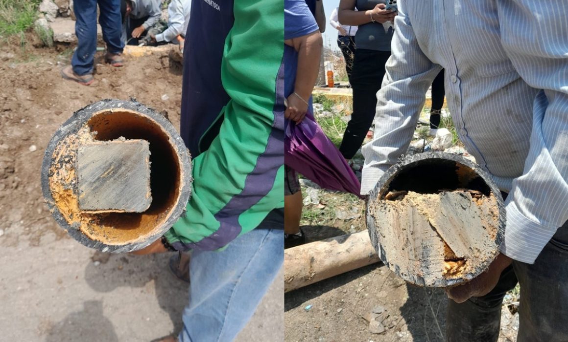 Hallan polines dentro de tubería de agua potable en Huehuetoca