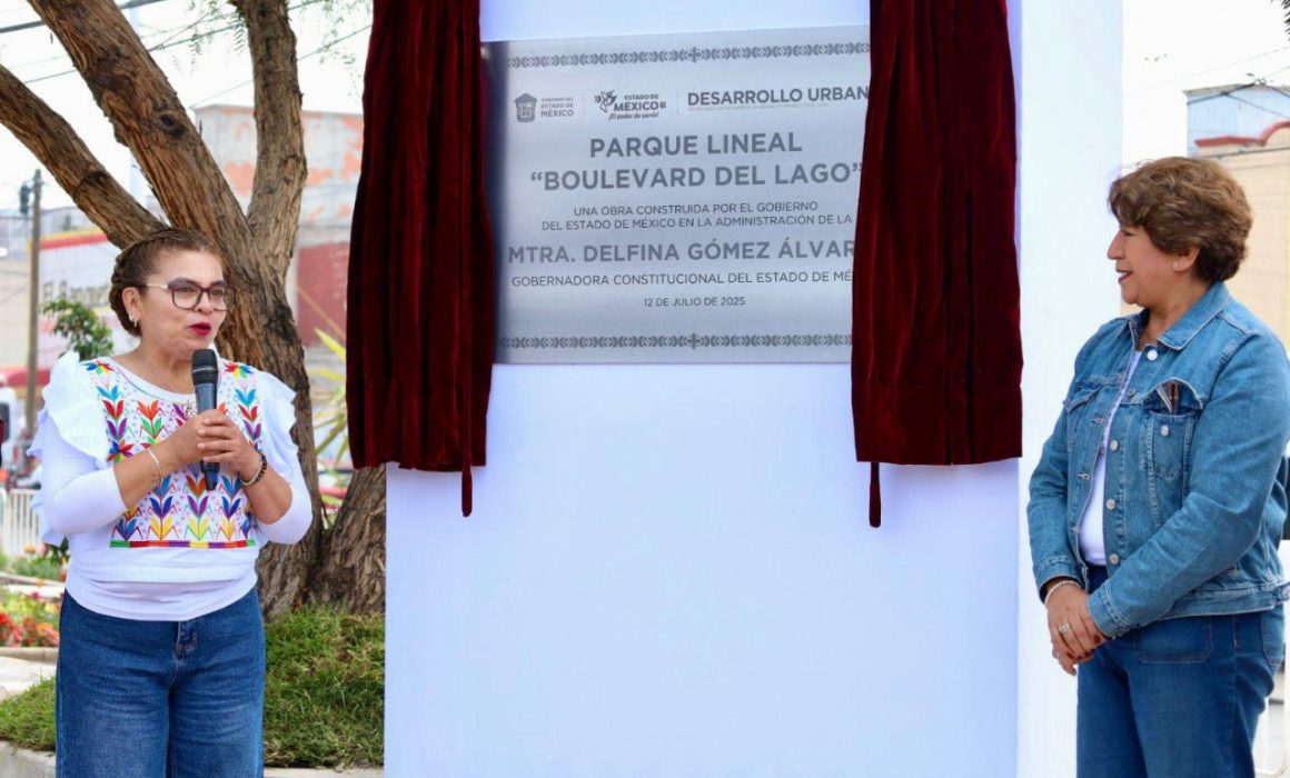 Inaugura Delfina y Sánchez Osorio parque lineal en Acolman