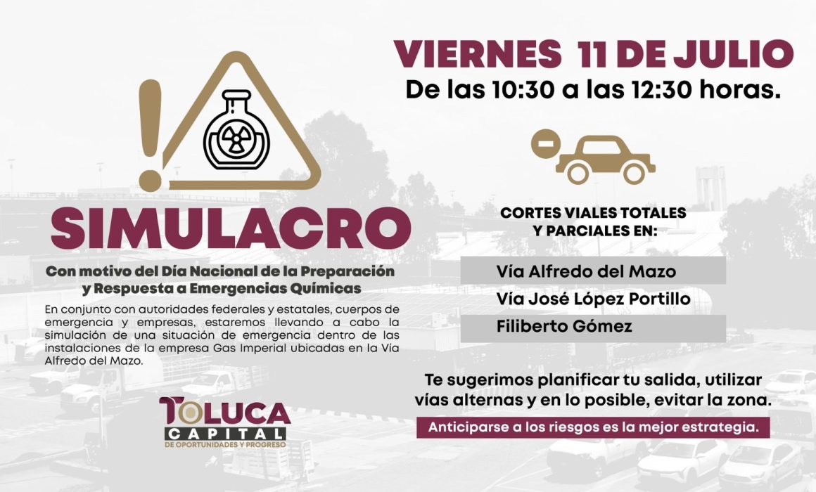 Participará ayuntamiento de Toluca en simulacro nacional habrá cortes viales