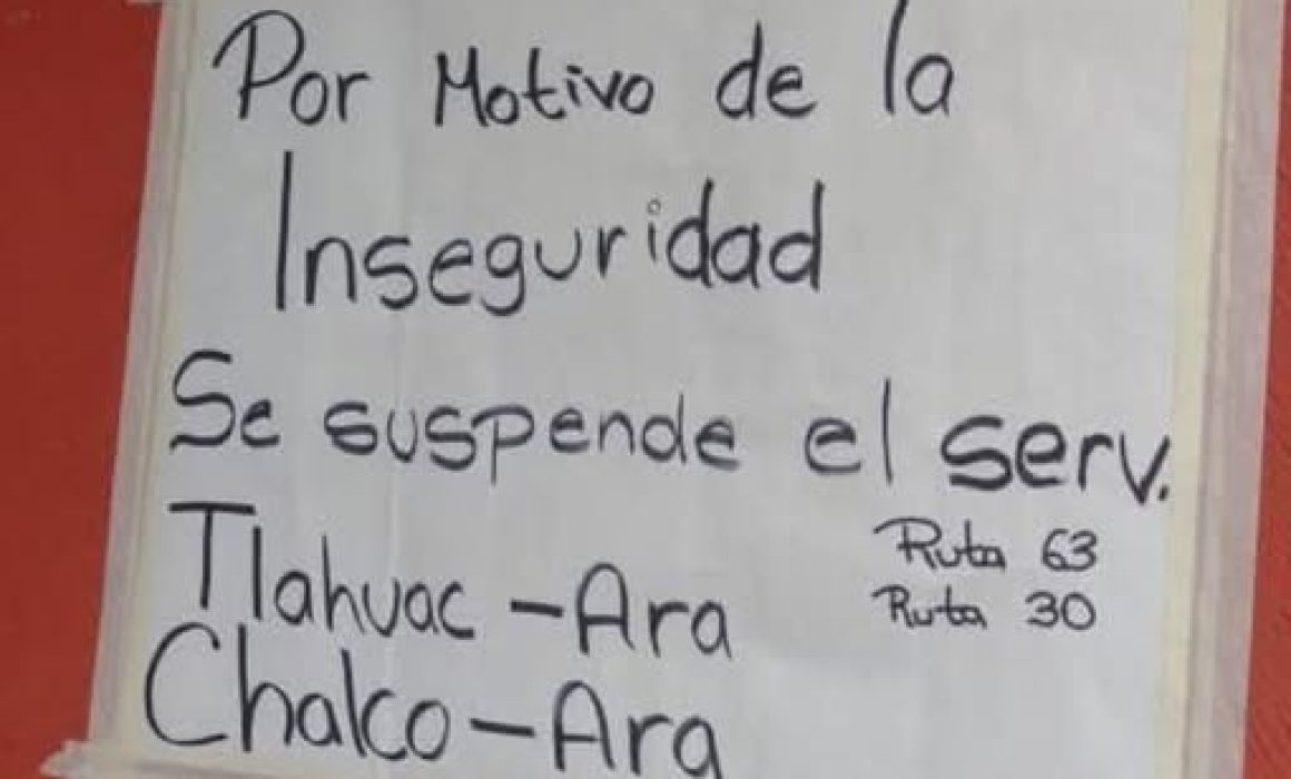 Por motivo de inseguridad se suspende servicio de transporte público en Chalco