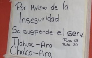 Por motivo de inseguridad se suspende servicio de transporte público en Chalco