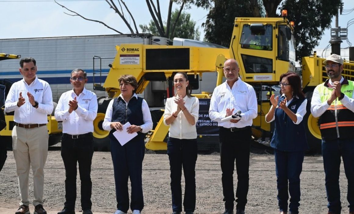 Arranca rehabilitación de carreteras federales en Acolman con trenes de pavimentación