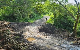 Atienden caminos afectados por derrumbes y caída de árboles en Tlatlaya
