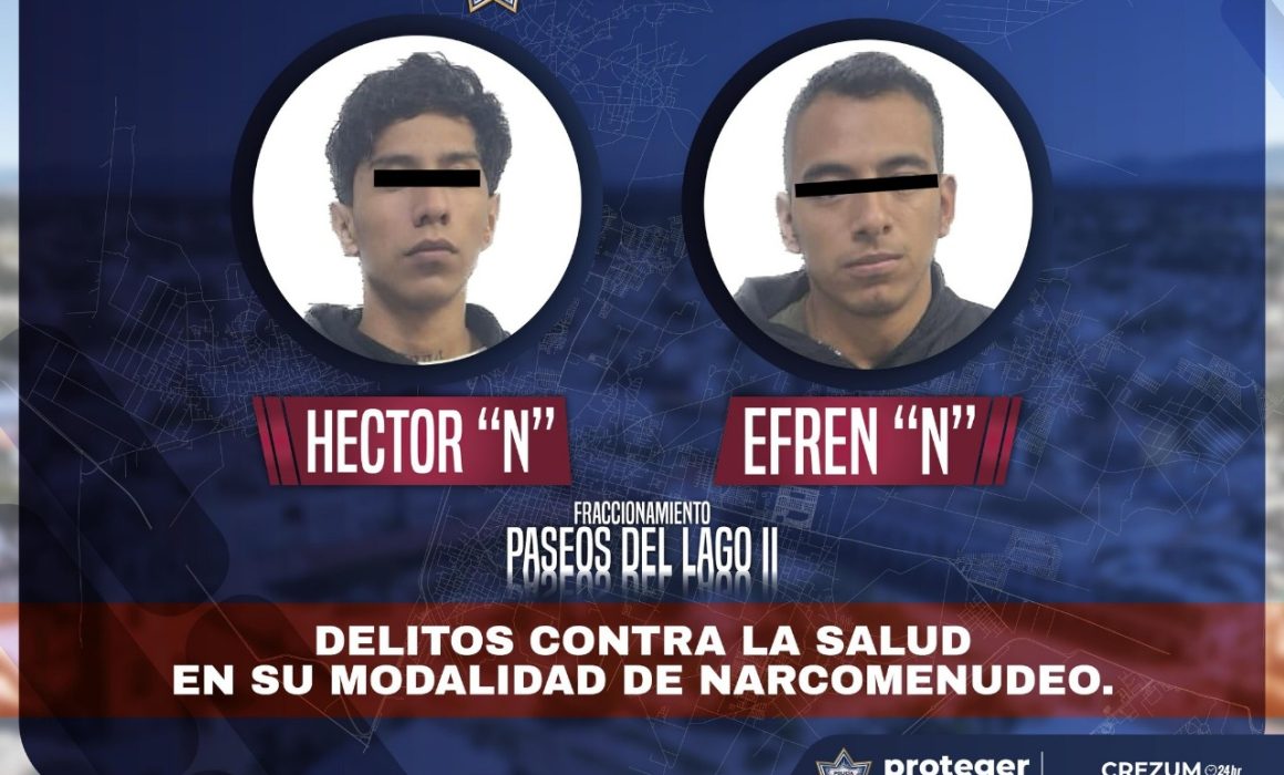 Persisten delitos en Zumpango; detienen a 2 por narcomenudeo