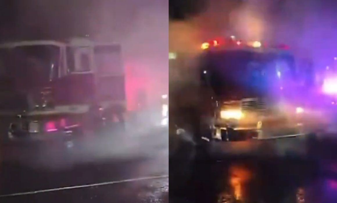 Se incendia camión de bomberos en Tlalnepantla