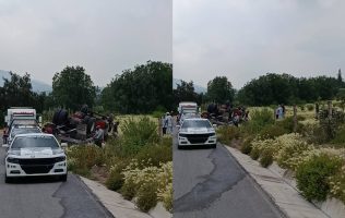 Volcó con su camión en Pérez de Galeana en Hueypoxtla