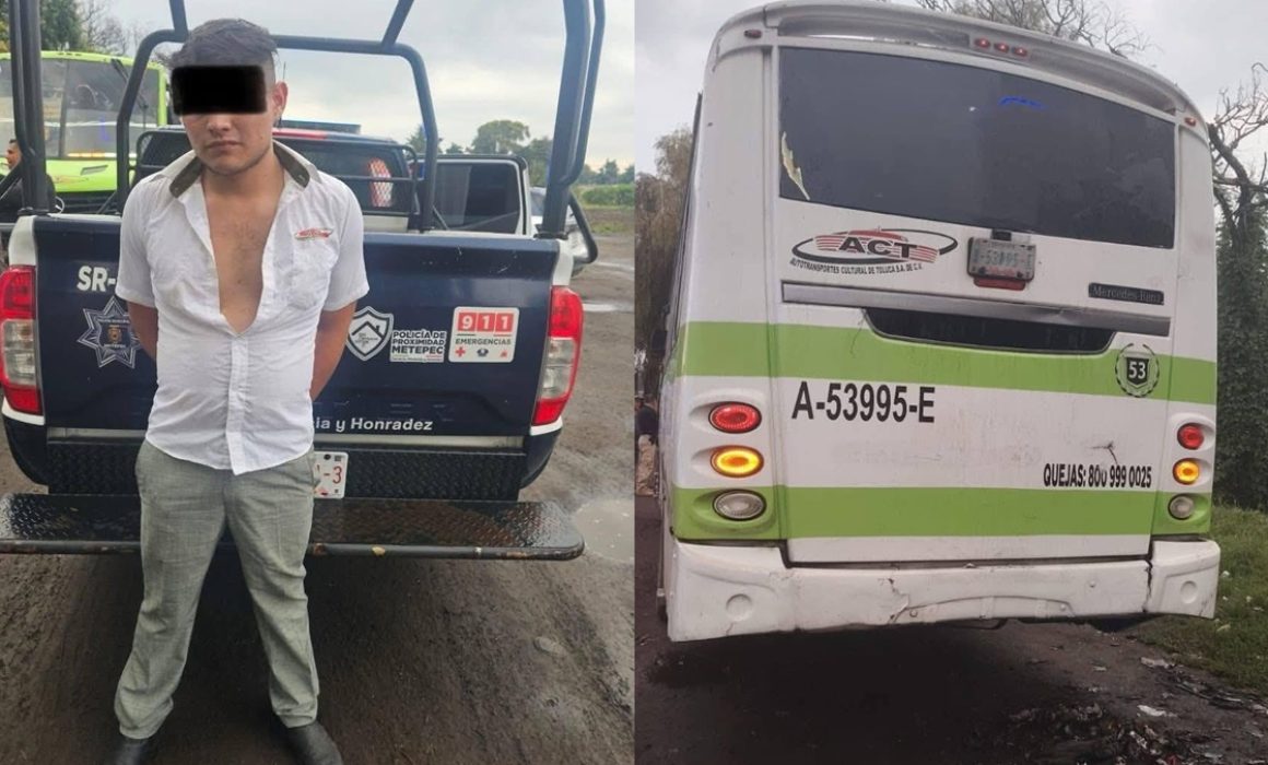 Atrapan en Metepec a chofer de autobús consumiendo drogas al volante