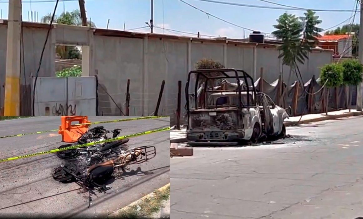 Queman patrulla frente a la presidenta municipal de Nextlalpan