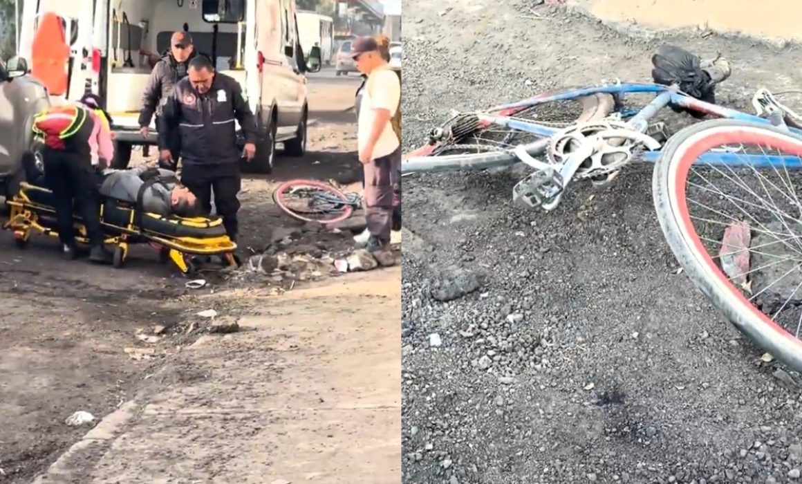 Arrolla a ciclista en Ecatepec y huye; es llevado al hospital