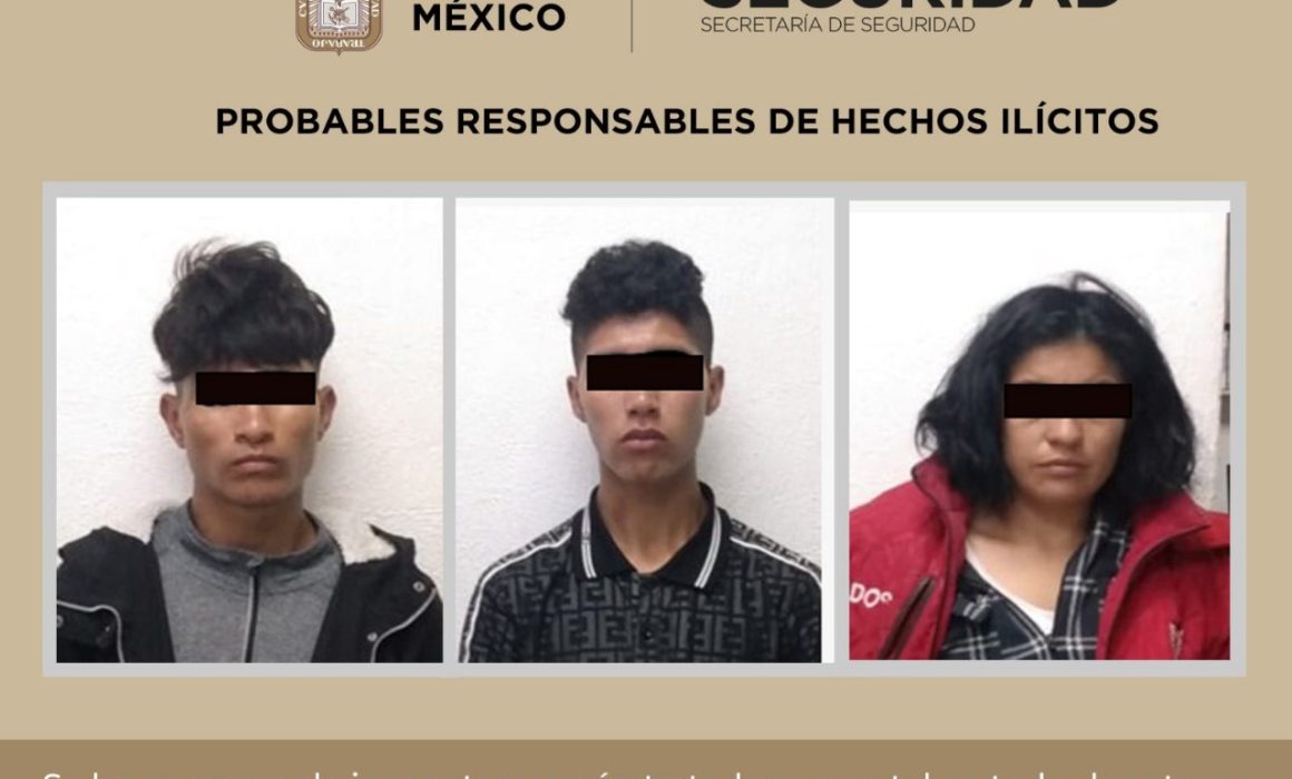 Cae trío implicado en robo de auto y lesiones en Huehuetoca
