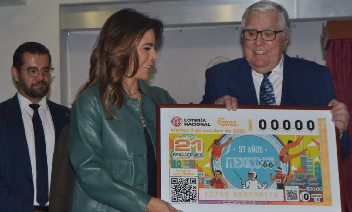 Conmemora Lotería Nacional 57 años de México 68 con billete