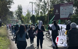 Marchan universitarios en Ixtapaluca en apoyo al pueblo palestino