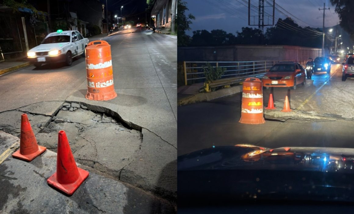 Se forma socavón en puente de Tejupilco; locales piden apoyo