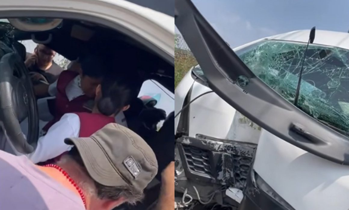 Se impacta contra poste camioneta escolar en Coacalco