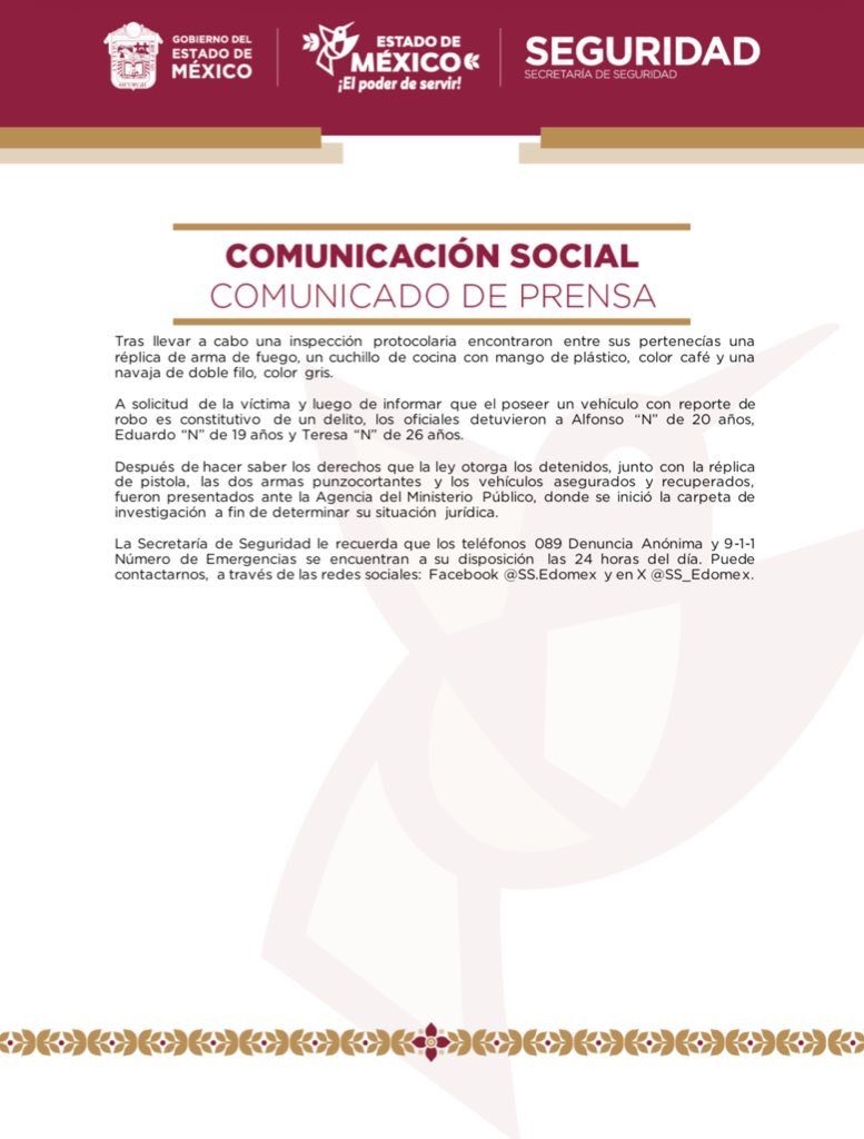 Fotos: Secretaría de Seguridad del Estado de México