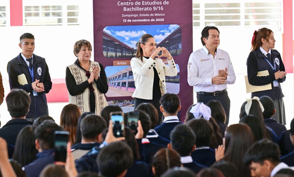 Inaugura Claudia Sheinbaum y Delfina Gómez obras educativas en Zumpango