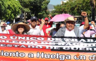 Marchan mil sindicalizados del Cobach en Chilpancingo; advierten huelga