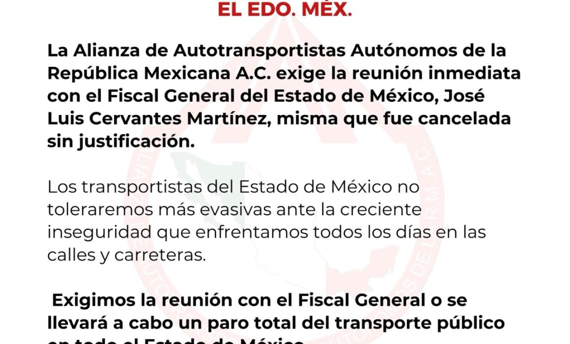 Vuelven a la carga, transportista amenazan con detener al Edomex