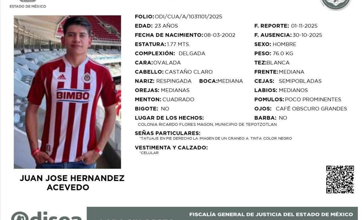 Confirma FGJEM hallazgo sin vida de joven reportado en Huehuetoca