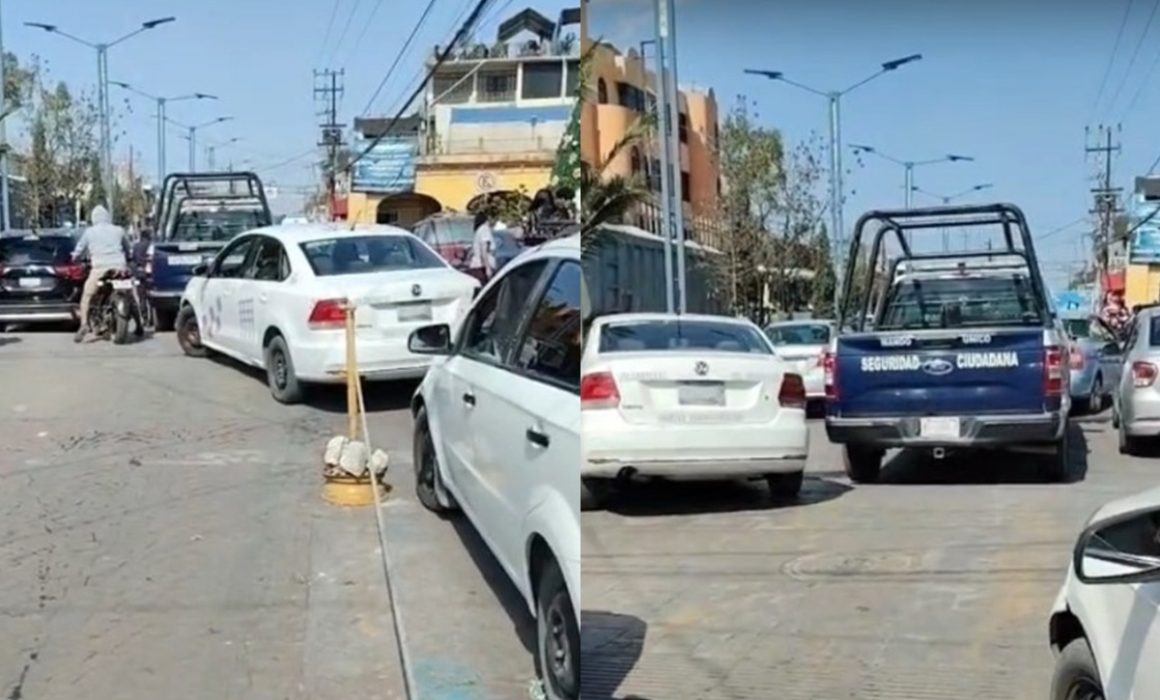 Denuncian a patrulla de Huehuetoca por obstruir el tránsito en el centro