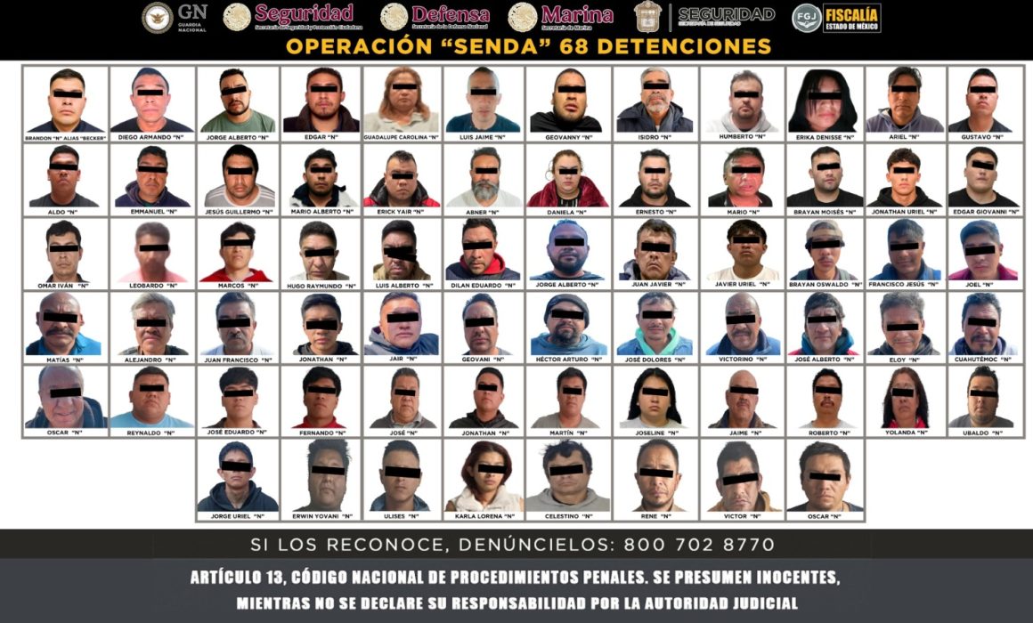 Destapan red criminal y detienen a 68 por robo a transportistas en Edomex