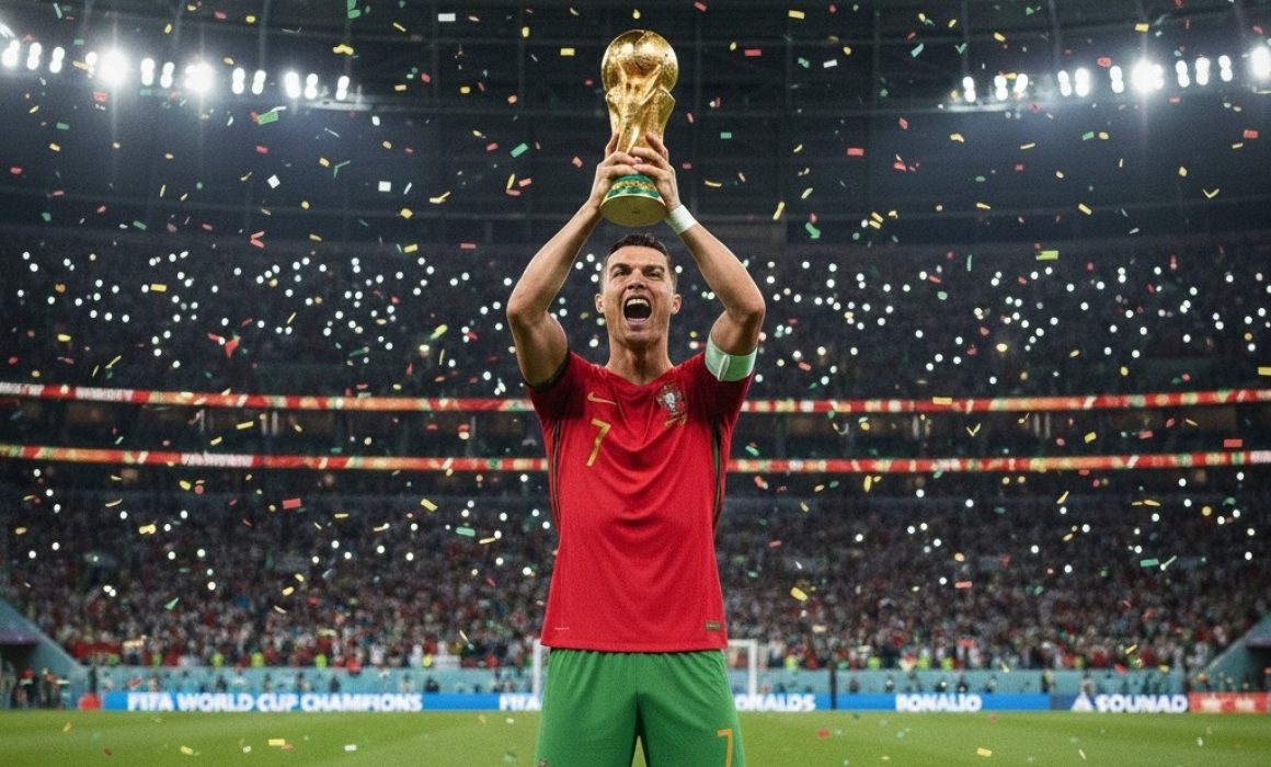 Imagina a Cristiano alza la Copa del Mundo tras marcar su gol 1000