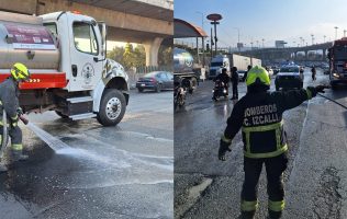 Limpian calles de Cuautitlán Izcalli tras caída de bultos de cemento