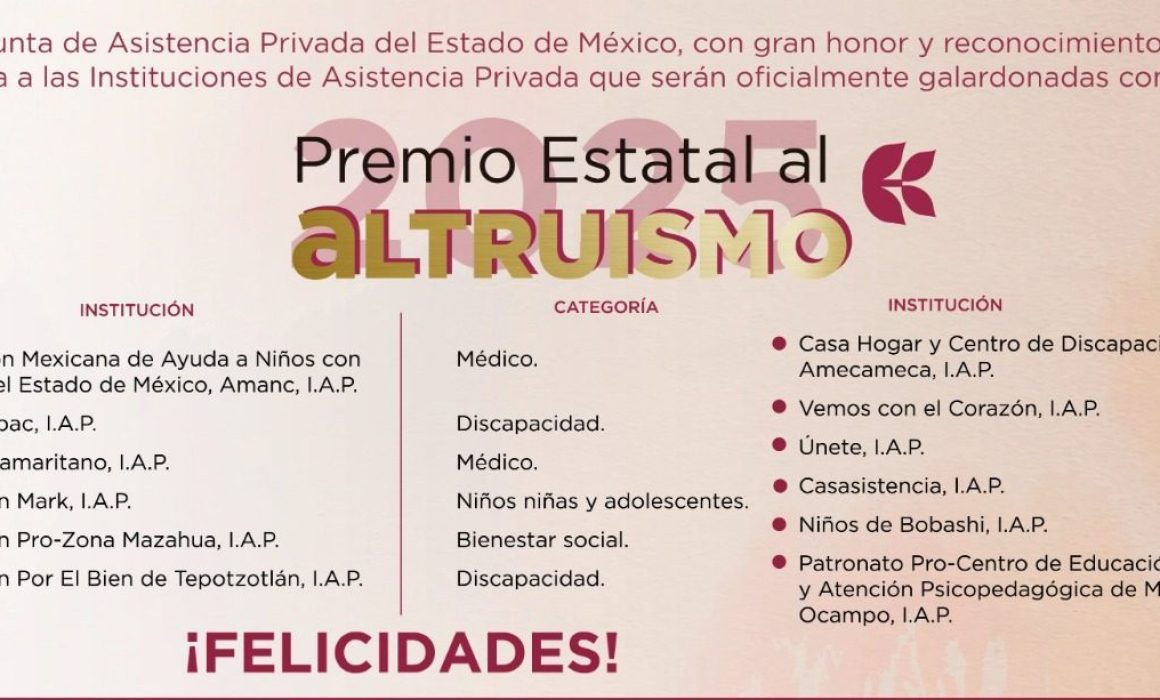 Reciben Premio Estatal al Altruismo por transformar vidas