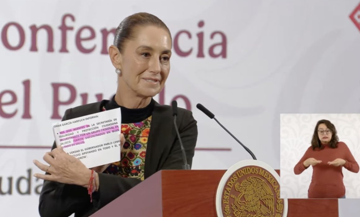 Revela Sheinbaum que agentes secuestrados en Jalisco se encuentran bien