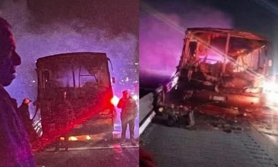 Se incendia autobús en Chalco; viajaba a Oaxaca con 45 personas