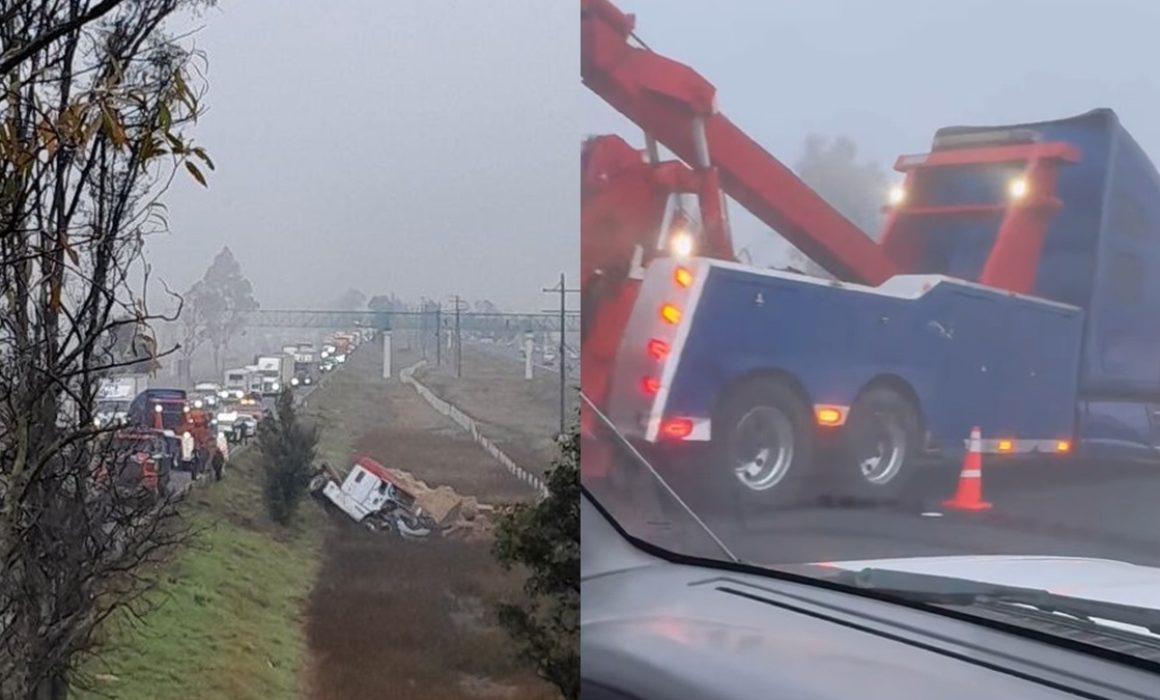 Volcadura de tráiler en la Toluca-Atlacomulco provoca caos vial