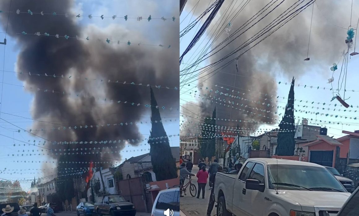 Arrasa incendio maderería en Lerma; desata alerta en San Pedro Tultepec
