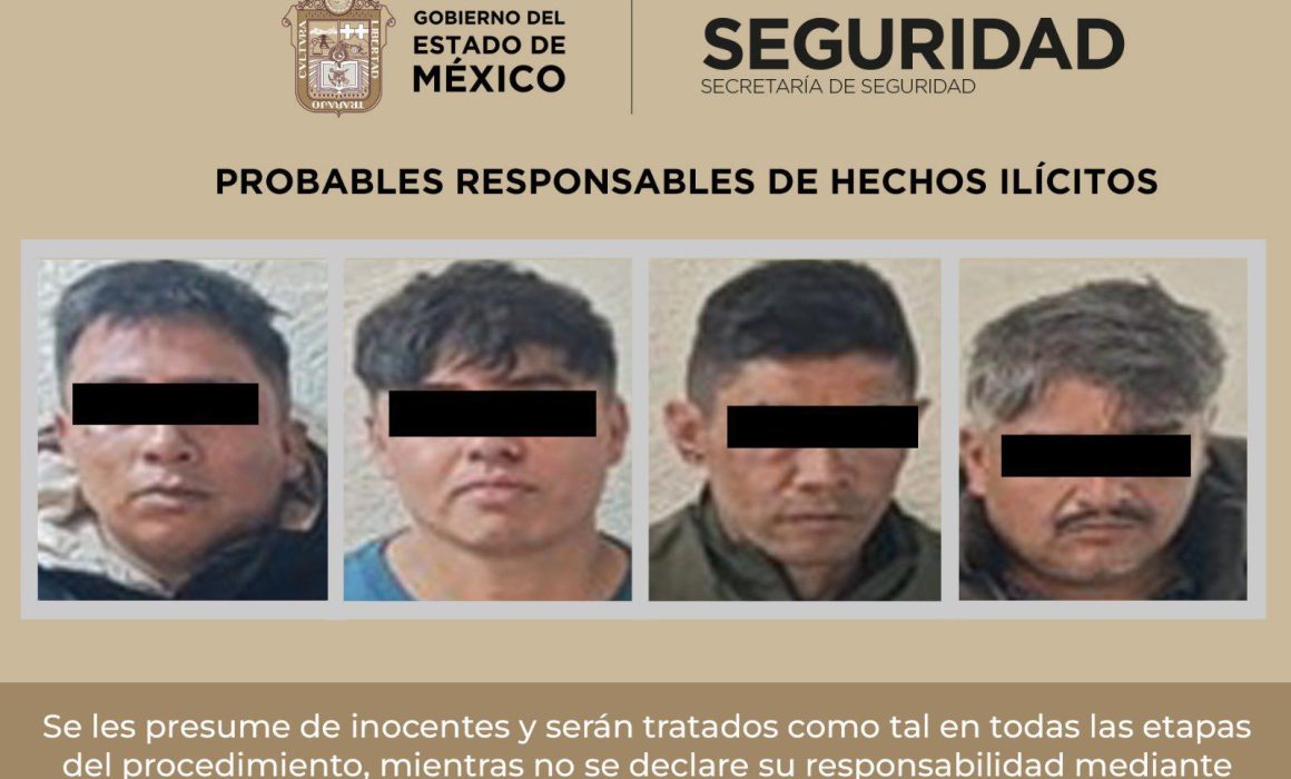 Asegura policía estatal a 4 hombres tras asalto en Valle de Chalco