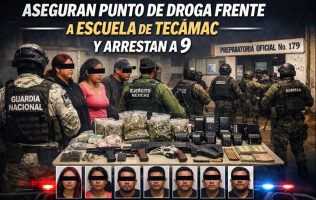 Aseguran punto de droga frente a escuela de Tecámac y arrestan a 9