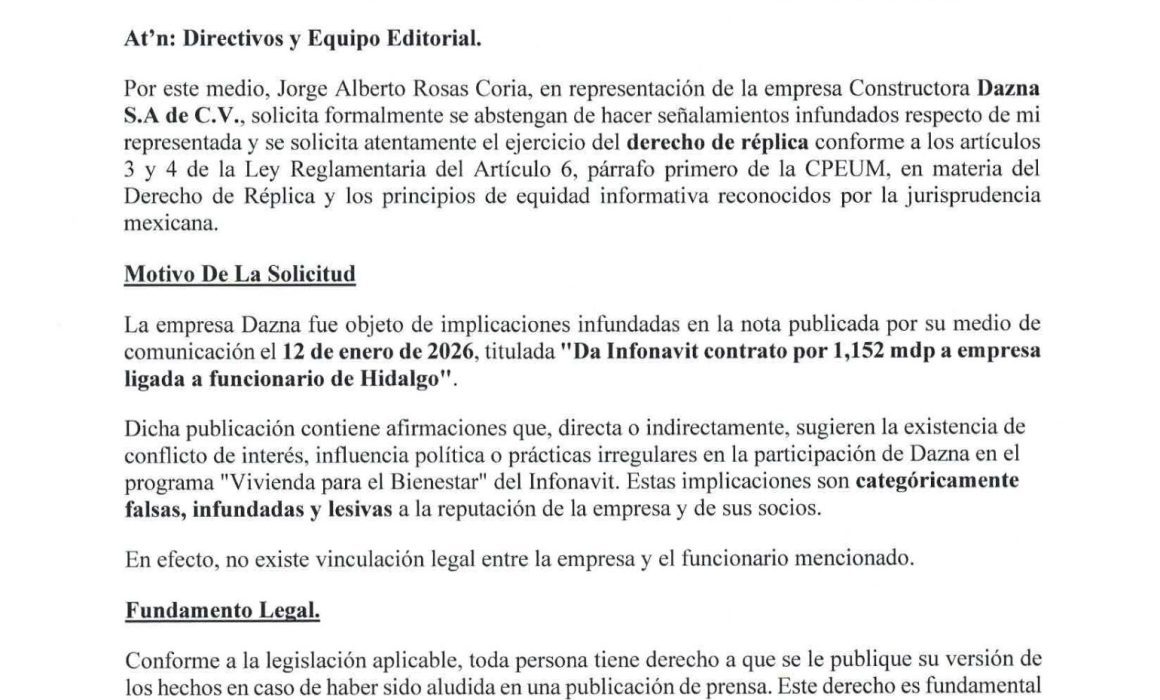 Derecho de réplica de Dazna