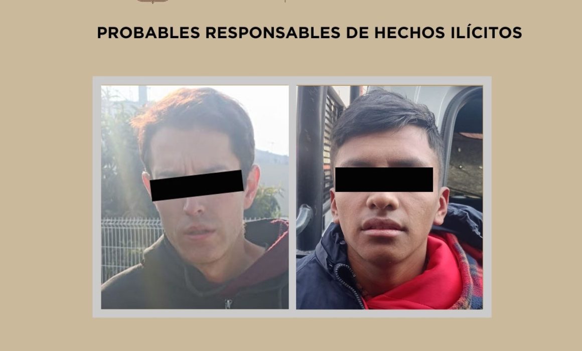 Detienen a joven de 18 años y adulto por robo a negocio en Chicoloapan