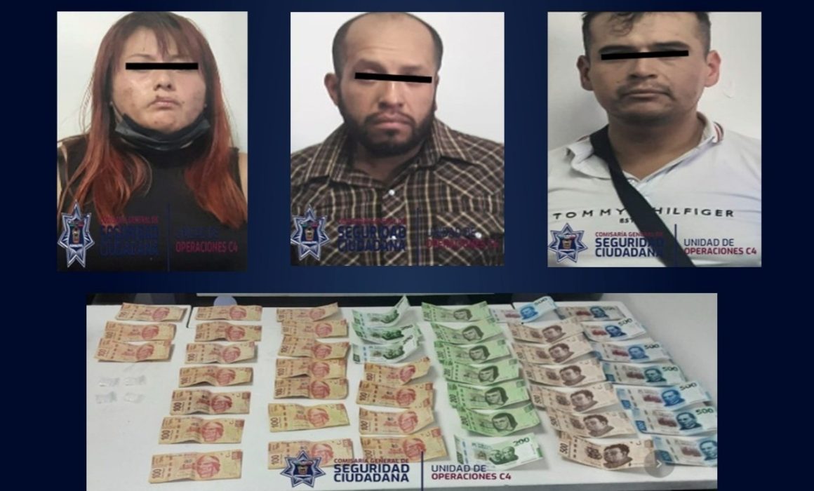 Detienen a tres con droga y billetes falsos en Nezahualcóyotl