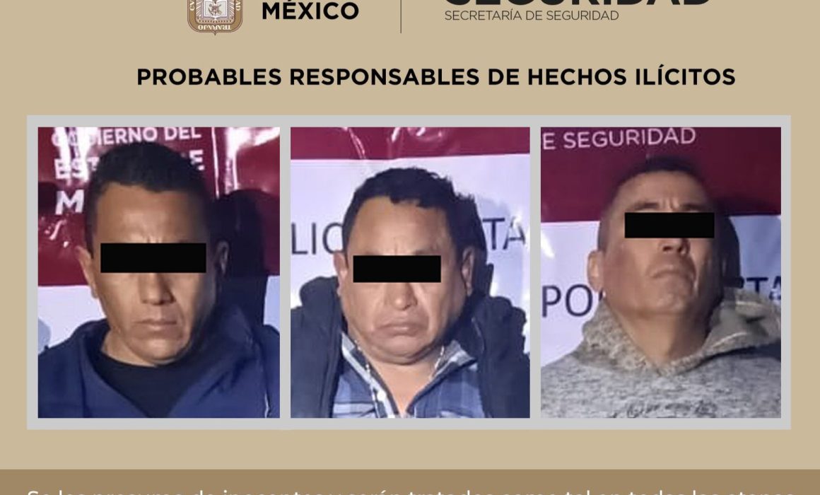 Detienen a tres hombres tras robo violento a negocio en Ecatepec